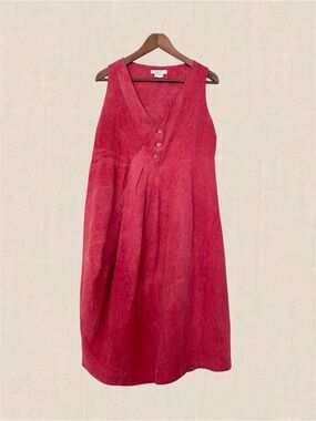 Crea Concept Linen Blend Dress Sz 40 Sleeveless Midi Lagenlook Made in Turkey